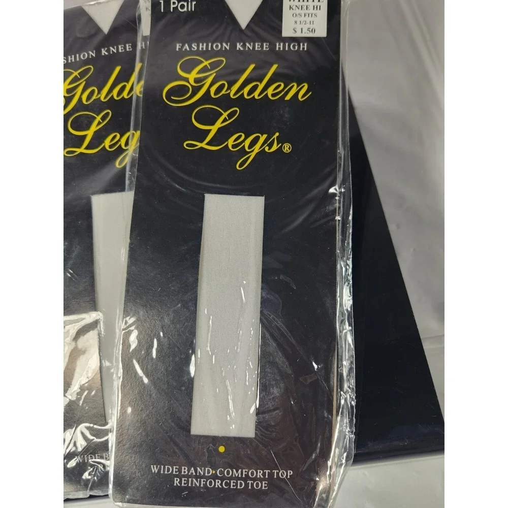 NEW Vintage Lot of 5 Golden Legs Fashion Knee High White 100% Nylon New York, NY